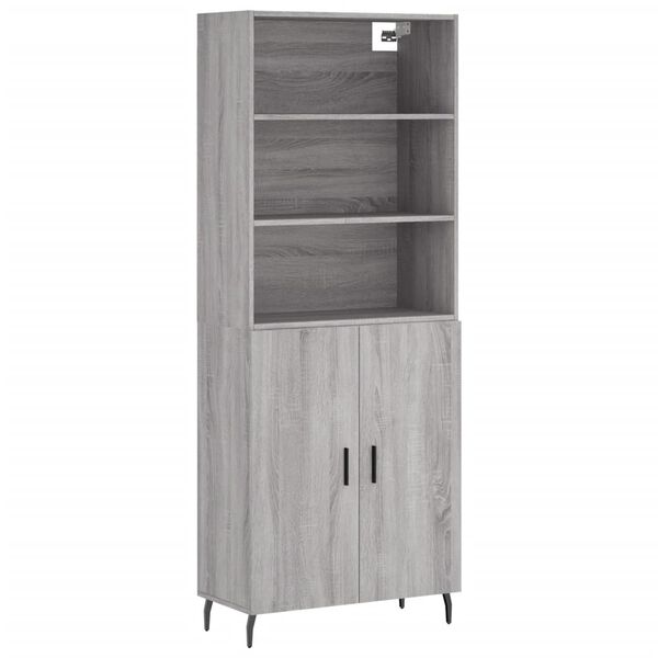vidaXL Buffet haut Sonoma gris 69,5x34x180 cm Bois d'ing&eacute;nierie
