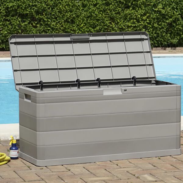 vidaXL Bo&icirc;te de rangement de jardin gris 117x45x56 cm