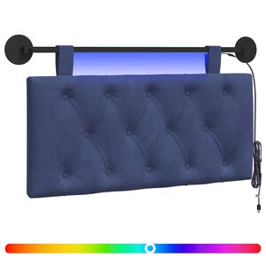 vidaXL T&ecirc;te de lit suspendue Avec lumi&egrave;re LED Bleu police Velours