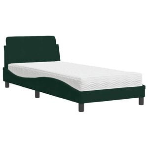 vidaXL Lit avec matelas Dover vert fonc&eacute; 80x200 cm velours