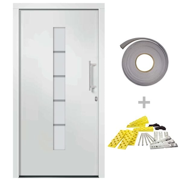 vidaXL Porte d'entr&eacute;e Aluminium et PVC Blanc 110x210 cm