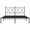 vidaXL Cadre de lit m&eacute;tal sans matelas avec t&ecirc;te de lit noir 135x190cm