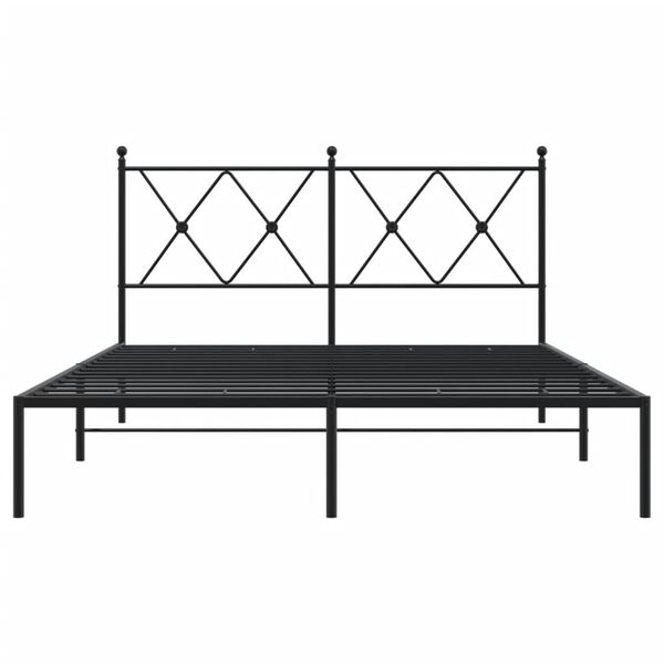 vidaXL Cadre de lit m&eacute;tal sans matelas avec t&ecirc;te de lit noir 135x190cm