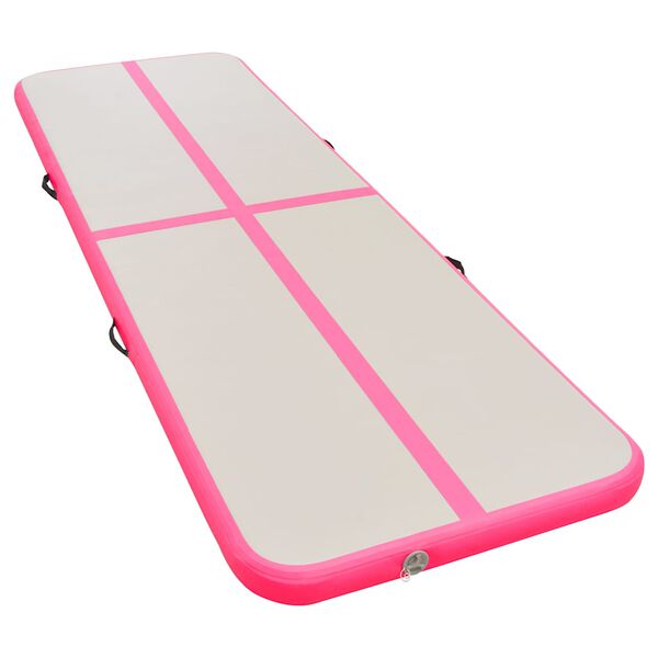 vidaXL Tapis gonflable de gymnastique avec pompe 300x100x10cm PVC Rose