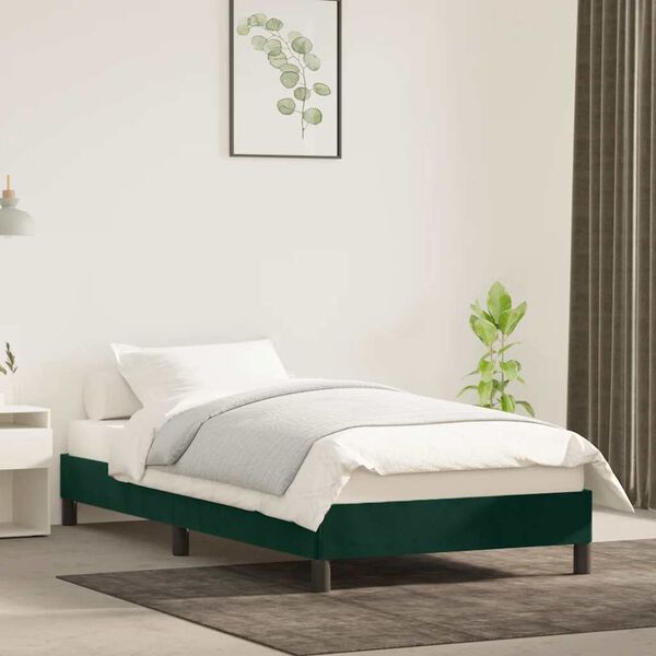 vidaXL Cadre de lit sans matelas vert fonc&eacute; 90x190 cm velours