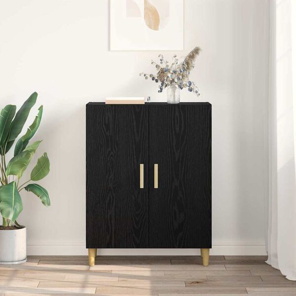 vidaXL Buffet Ch&ecirc;ne noir 70 x 34 x 90 cm Bois d'ing&eacute;nierie