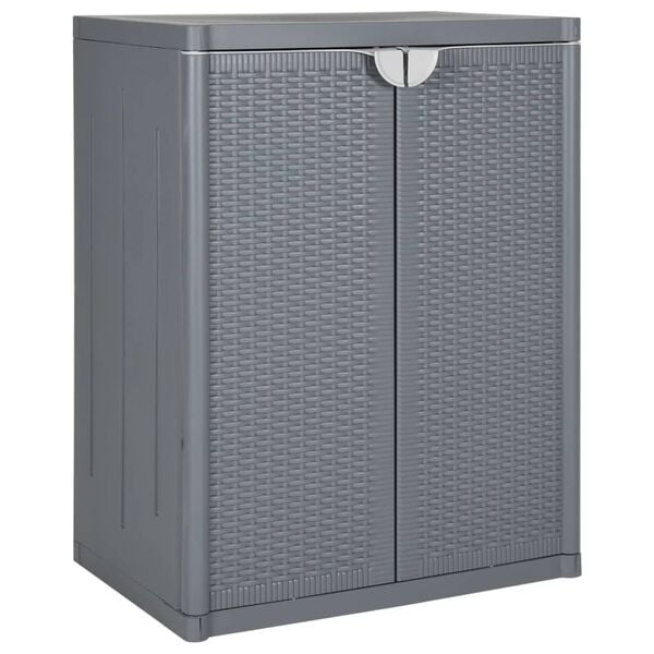 vidaXL Armoire de rangement de jardin gris 65x45x88 cm PP rotin