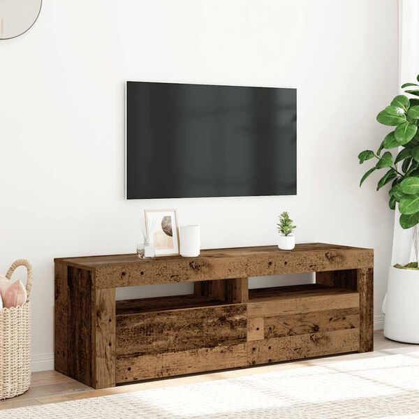 vidaXL Meuble TV avec lumi&egrave;res LED vieux bois bois d'ing&eacute;nierie