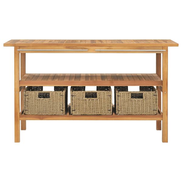 vidaXL Armoire de salle de bain et lavabos en marbre crème Teck massif