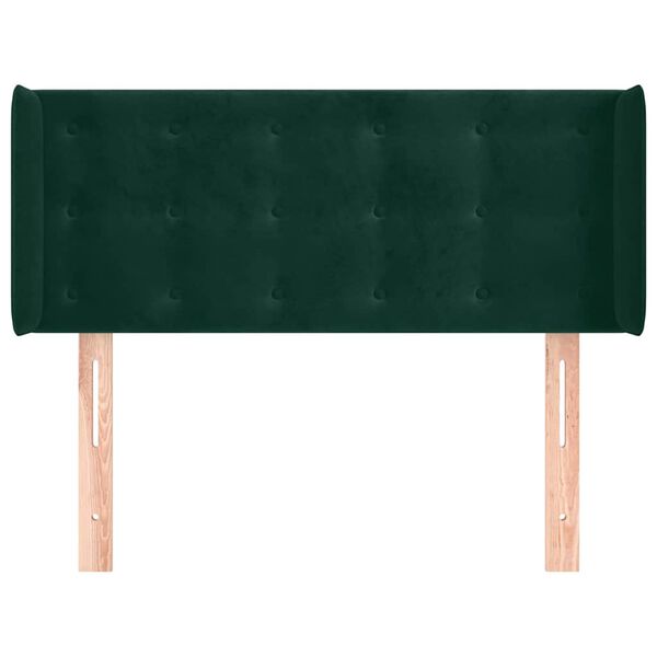 vidaXL T&ecirc;te de lit avec oreilles Vert fonc&eacute; 93x16x78/88 cm Velours
