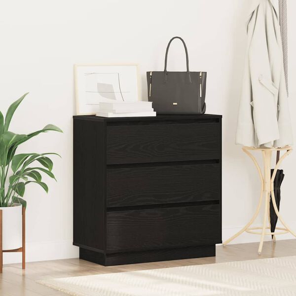 vidaXL Cabinet de chevet avec tiroir Ch&ecirc;ne noir 71 x 34,5 x 75 cm