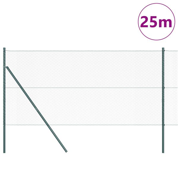 vidaXL Poteau de cl&ocirc;ture. Vert 25 x 1,4 m (maillage de 25 mm)