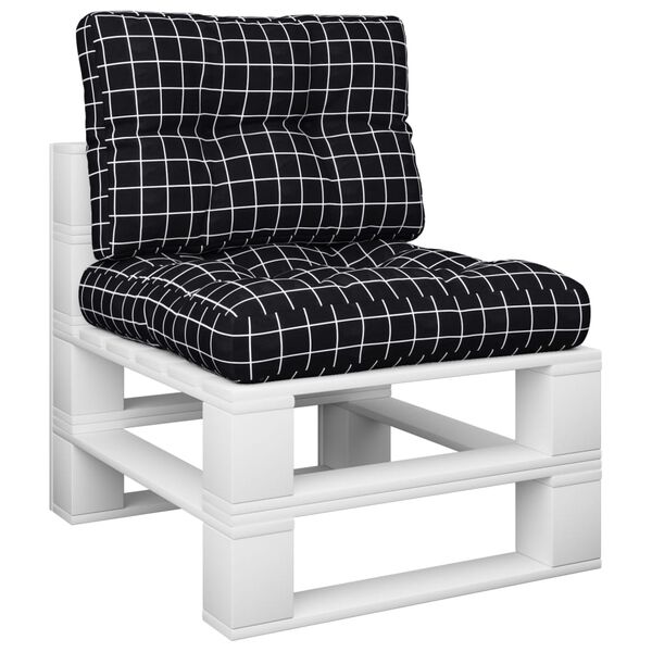 vidaXL Coussins de palette lot de 2 motif &agrave; carreaux noir tissu
