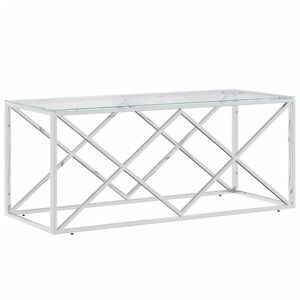 vidaXL Table basse 110x45x45 cm acier inoxydable et verre