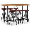 vidaXL Ensemble de bar 7 pcs Bois d'acacia massif et cuir v&eacute;ritable