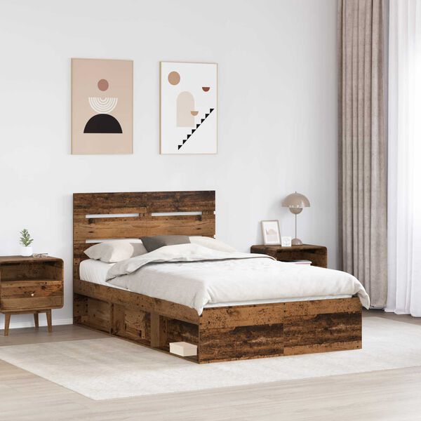 vidaXL Cadre de lit Bois ancien 120 x 190 cm Bois de pin massif