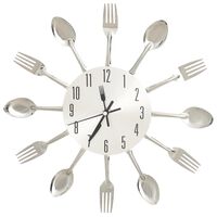 vidaXL Horloge murale et cuillère et fourchette Argenté 31cm Aluminium