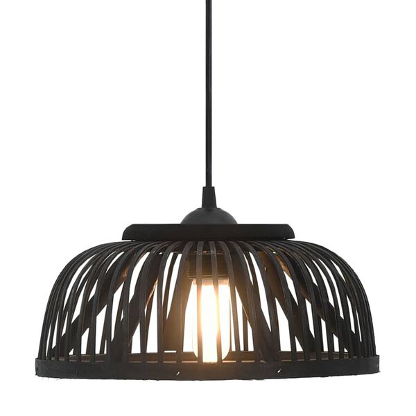 vidaXL Lampe suspendue Noir Bambou 40 W 30x12 cm Demi-cercle E27