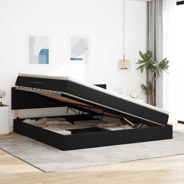 vidaXL Lit de Rangement avec matelas Noir 200 x 200 cm Velours