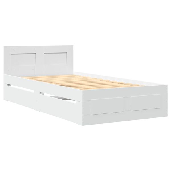 vidaXL Cadre de lit avec t&ecirc;te de lit sans matelas blanc 90x200 cm