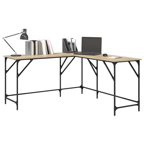 vidaXL Bureau chêne sonoma 149x149x75 cm bois d'ingénierie