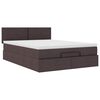 vidaXL Lit ottoman avec matelas et LED marron fonc&eacute; 140x190 cm tissu
