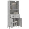 vidaXL Buffet haut Gris béton 69,5x34x180 cm Bois d'ingénierie