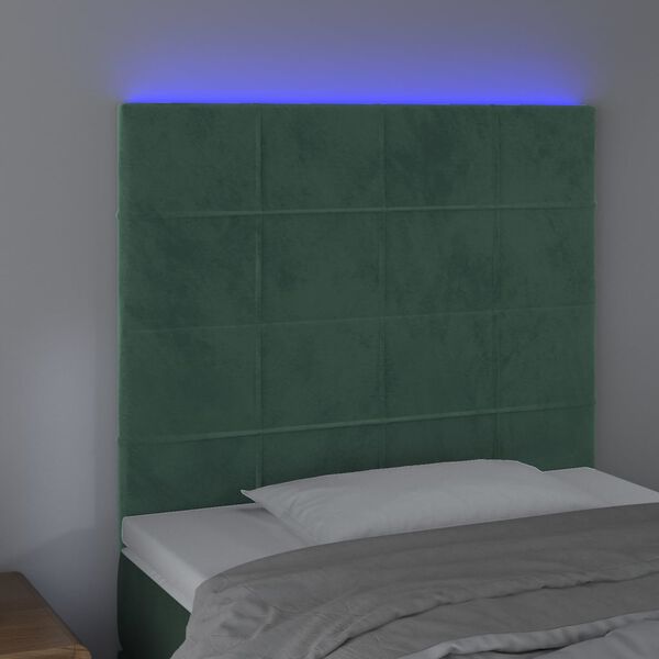 vidaXL T&ecirc;te de lit &agrave; LED Vert fonc&eacute; 80x5x118/128 cm Velours