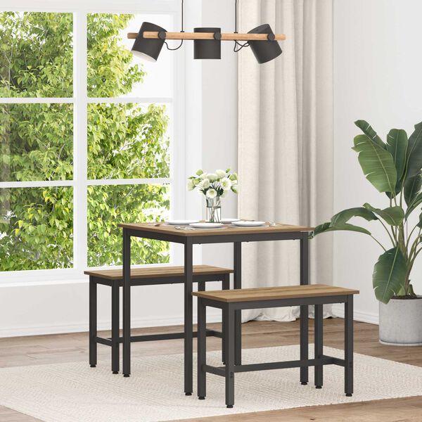 vidaXL Table de salle &agrave; manger / Table de repas M&Eacute;TAL