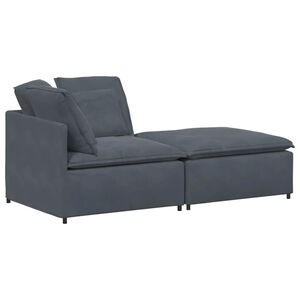 vidaXL Canap&eacute; modulaire et repose-pieds et coussins velours gris fonc&eacute;