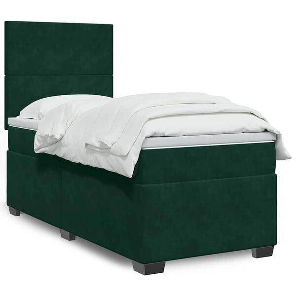 vidaXL Sommier &agrave; lattes de lit et matelas Vert fonc&eacute; 80x200 cm Velours
