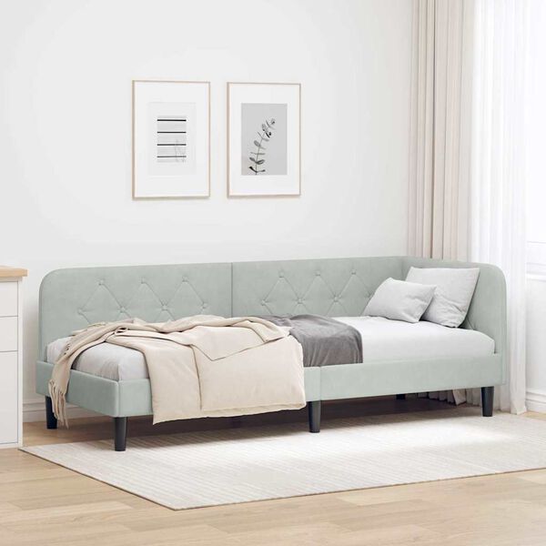 vidaXL Cadre de lit d'angle Gris clair 80 x 200 cm Velours