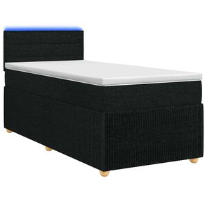 vidaXL Lit boxspring avec matelas Noir 90 x 190 cm Tissu