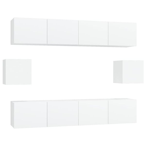 vidaXL Ensemble de meubles TV 6 pcs Blanc Bois d'ingénierie