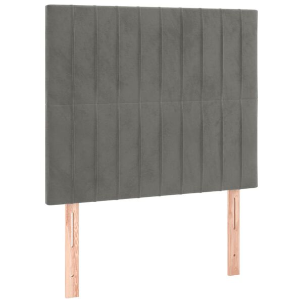 vidaXL T&ecirc;te de lit &agrave; LED Gris clair 80x5x118/128 cm Velours