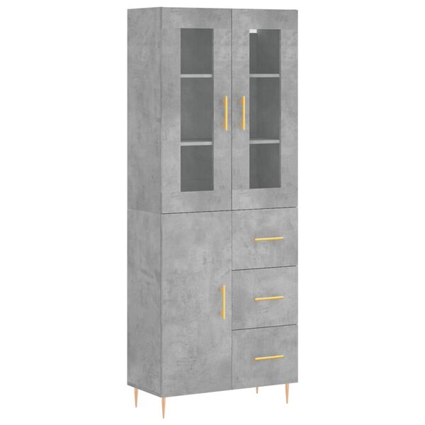 vidaXL Buffet haut Gris b&eacute;ton 69,5x34x180 cm Bois d'ing&eacute;nierie