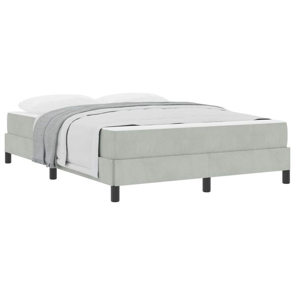 vidaXL Lit &agrave; ressorts avec matelas Gris clair 160 x 200 cm tissu