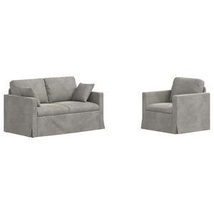vidaXL Canap&eacute; 2 pcs Gris clair 138 x 78 x 80 cm Velours