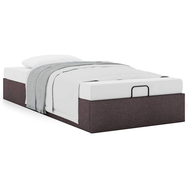 vidaXL Cadre de lit ottoman sans matelas marron fonc&eacute; 100x200 cm tissu