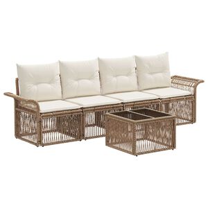 vidaXL Ensemble de canap&eacute; de jardin 5 pc Beige polyrotin
