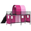 vidaXL Lit mezzanine pour enfants Noir et rose 99,5 x 190 cm M&eacute;tал