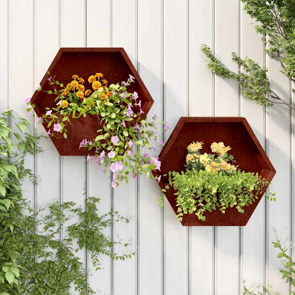 vidaXL Jardini&egrave;res murales 2 pcs Rouill&eacute; Acier corten 46x10x40 cm