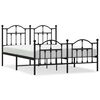 vidaXL Cadre de lit m&eacute;tal sans matelas avec pied de lit noir 140x200cm
