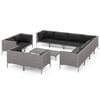 vidaXL Salon de jardin 12 pcs avec coussins R&eacute;sine tress&eacute;e Gris fonc&eacute;