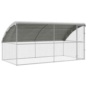 vidaXL Cage &agrave; poules 2 pc Argent&eacute; 400 x 200 x 200 cm Acier galvanis&eacute;