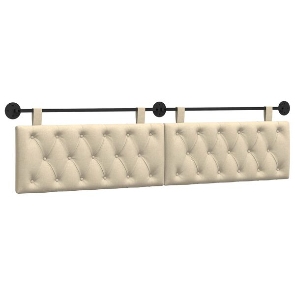 vidaXL T&ecirc;te de lit suspendue Montage mural Cr&egrave;me 210 x 55 x 7 cm tissu
