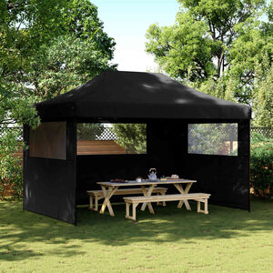 vidaXL Tente de r&eacute;ception pliable escamotable 3 parois lat&eacute;rales noir