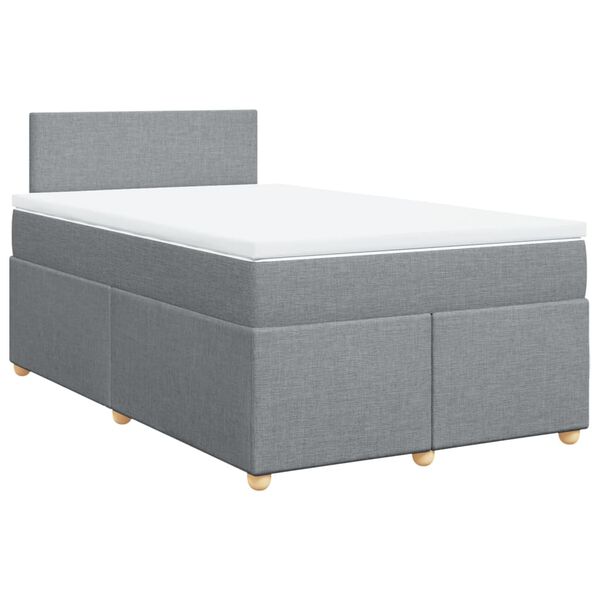 vidaXL Sommier &agrave; lattes de lit avec matelas Gris clair 120x200cm Tissu