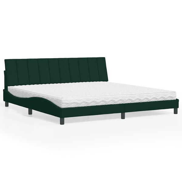 vidaXL Lit avec matelas Hanko vert fonc&eacute; 200x200 cm velours