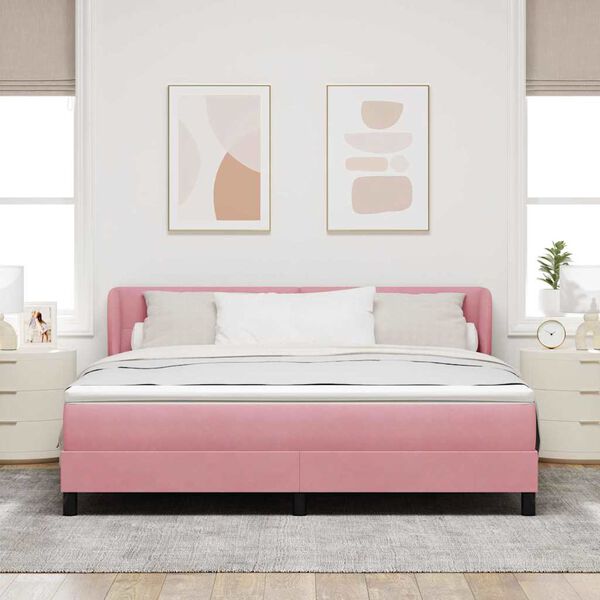 vidaXL Lit &agrave; ressorts avec matelas Rose 180 x 200 cm Velours